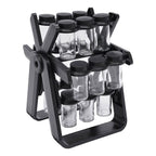 360° Rotating Spice Rack Organizer with Glass Spice Jars – Modern Kitchen Seasoning Holder