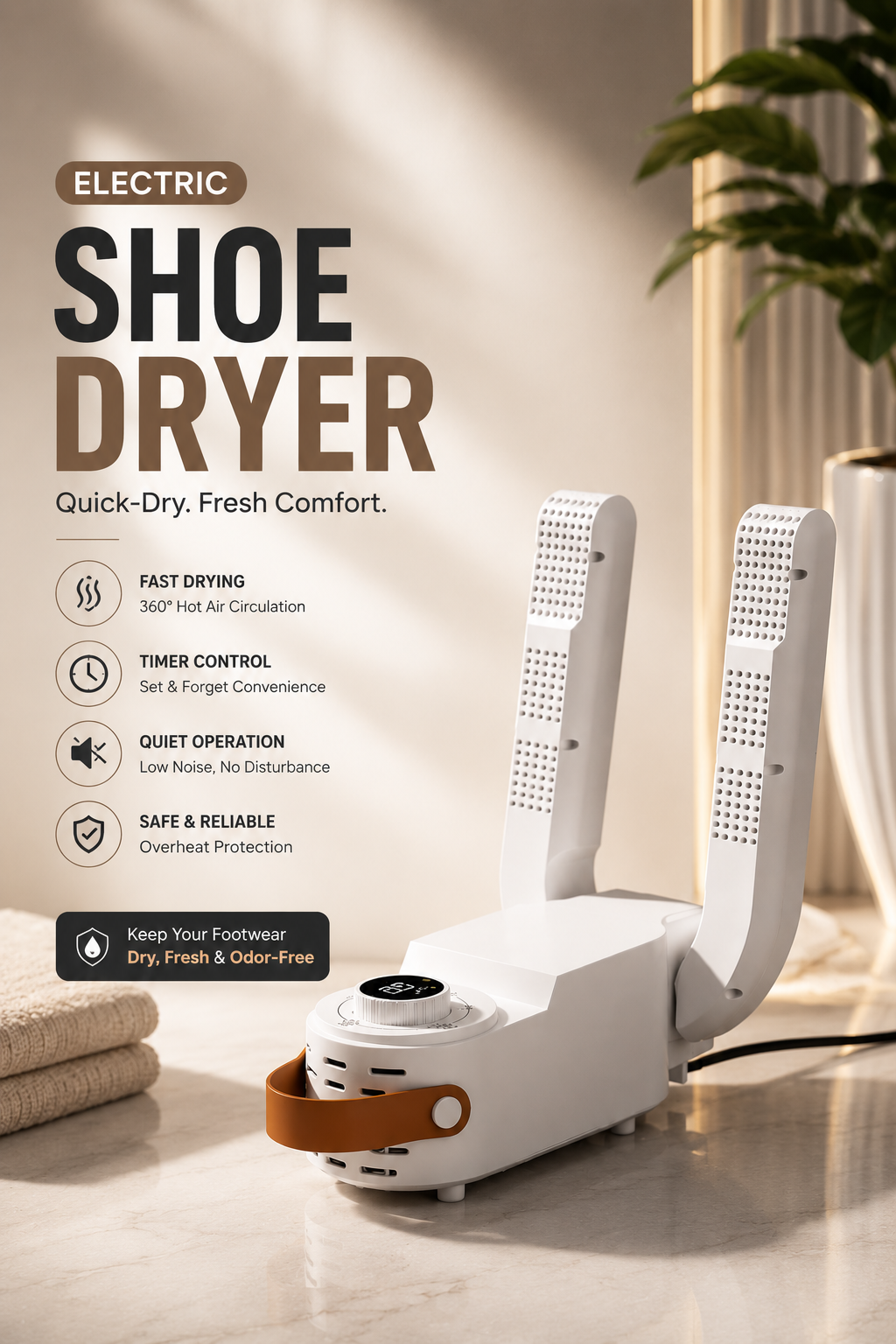 Electric Shoe Dryer | Quick-Dry Shoe & Footwear Dryer with Timer
